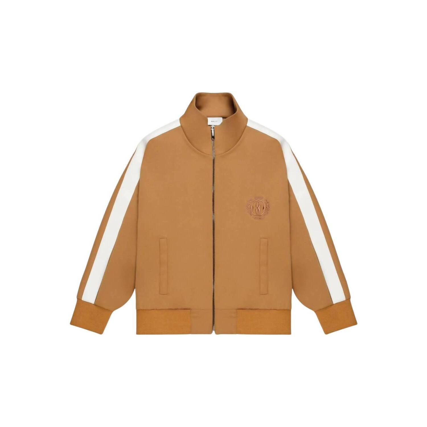 New Bally Men's Striped Track Jacket In Deserto